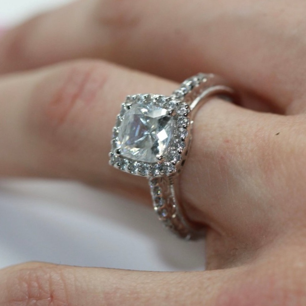 925s Tacori White Crystal Cushion Engagement Ring